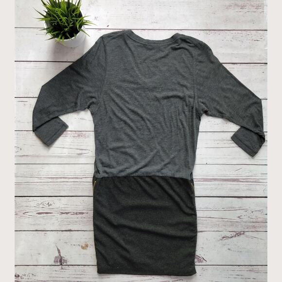 THEORY Color Block Grey Black Jersey Long Sleeve Zip Dress, sz S - Picture 5 of 6